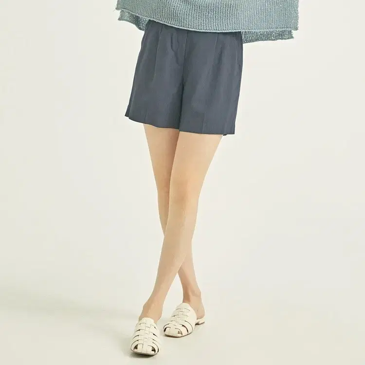 New Roem Banding Linen-like Navy 55 Shorts 4-part Pants Women's Spring/Summer Shorts 67