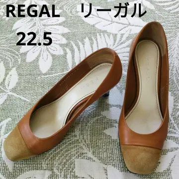 REGAL 리걸 가죽 스퀘어토 황토색 펌프스 22.5