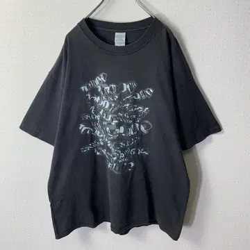 00s 우라하라 TROOP 티셔츠 XL 페이드 블랙 양면 프린트