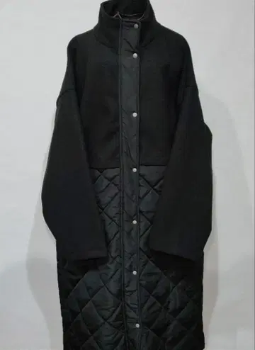Hektrist 블랙 퀼팅 롱 코트