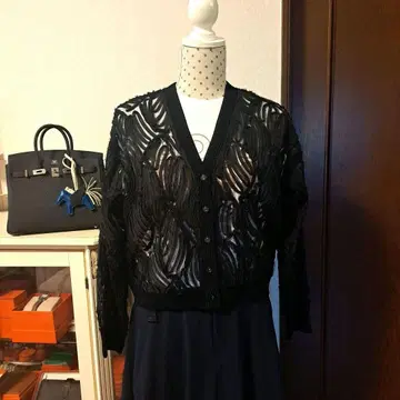 tricot tricot 시스루 가디건 블랙