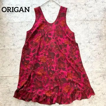 ORIGAN 오리건 꽃무늬 에이프런 원피스 베스트 빈티지 빨간색