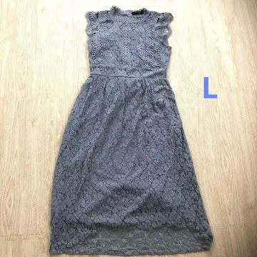 스카이블루 전체 레이스 슬리브리스 롱 원피스