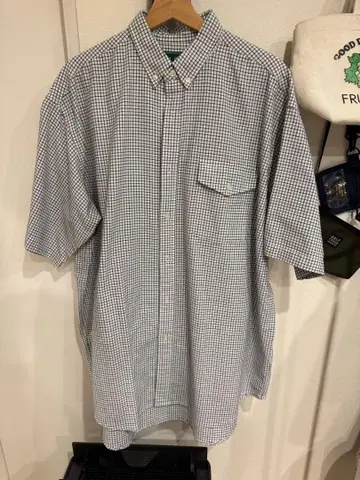L.L.Bean 체크 무늬 반팔 셔츠 XL 빔즈 별주