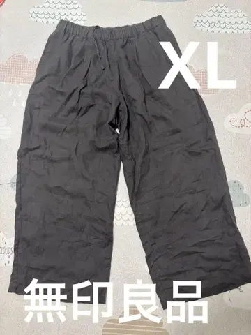무인양품 린넨 이지 와이드 팬츠 차콜 그레이 XL