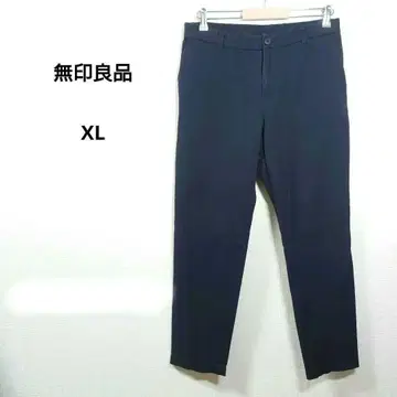 무인양품 팬츠 다크 네이비 XL 면 캐주얼 얇은 소재 심플 여성용