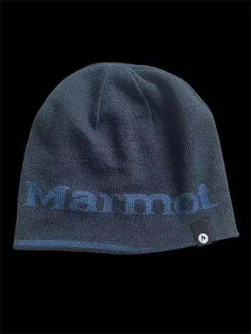 Marmot 다크 블루 스트라이프 니트 모자 비니 리버서블