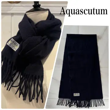Aquascutum 네이비 프린지 머플러 캐시미어