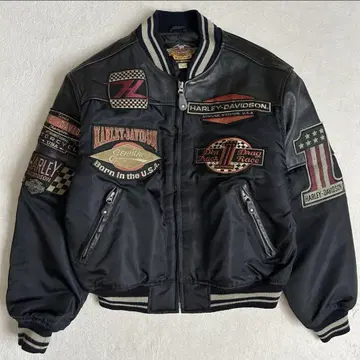 90s 할리데이비슨 가죽 절개 자켓 와펜