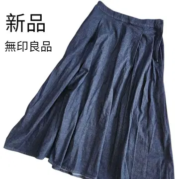새상품 무인양품 데님 플레어 스커트 L