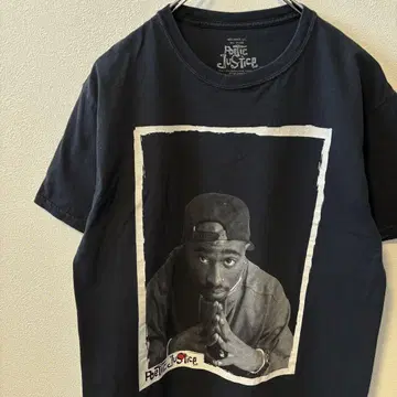 레어 Poetic Justice 티셔츠 2pac 랩 티 반팔 블랙 M