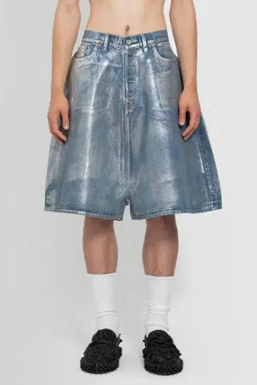 더블렛 24SS 포일 데님 쇼트 팬츠