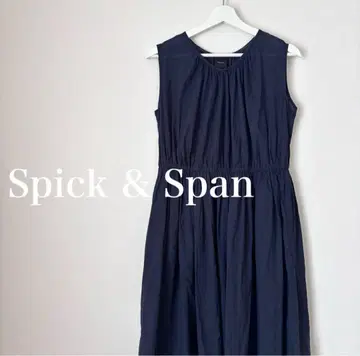 Spick & Span 슬리브리스 원피스 면100% 코튼 네이비