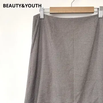 BEAUTY&YOUTH 체크 프론트 슬릿 타이트 스커트