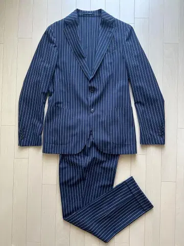 LARDINI 수트 시어서커 46 네이비 스트라이프 라르디니