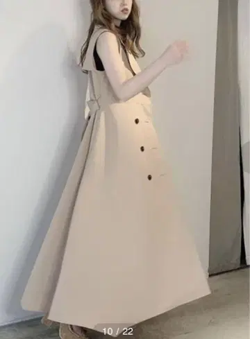 dazzlin 슬리브리스 롱 원피스 베이지 S 사이즈