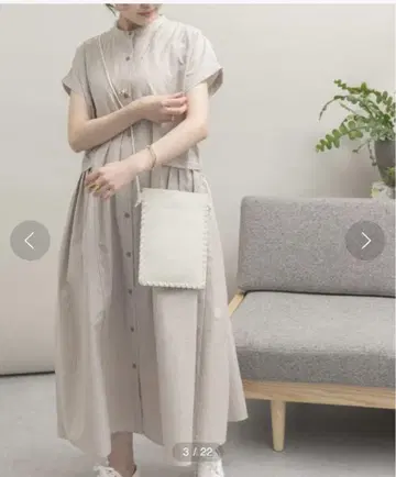 어반 리서치 UR Lab. 턱 셔츠 원피스 베이지 반팔