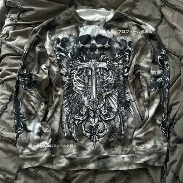 에드하디 계열 해골 skull 롱T 십자가 00s grunge green