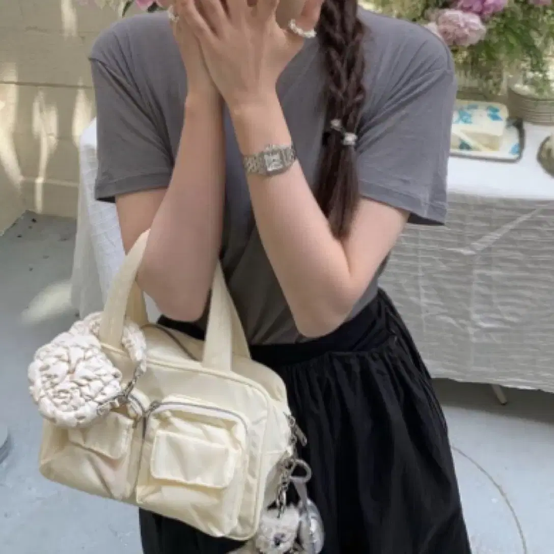 【即発】おまけ付！韓国限定 aeae ドローストリングバッグ 2차 재입고)COTTON SHOULDER BAG LEOPARD_2 COLORS_ASH3001