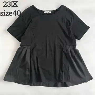 23구 스무스 플레어 티셔츠 페플럼 티셔츠 L 블랙