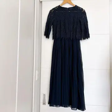 네이비 레이스 드레스