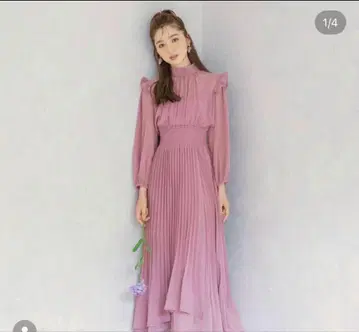 쁘띠 하이 리본 조젯 플리츠 원피스 쁘띠 하이 플리츠 긴팔 원피스