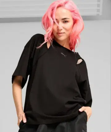 푸마 우먼 디어 투 오버 사이즈 컷 아웃 티셔츠