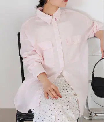 SLOBE IENA 린넨 코튼 더블 포켓 셔츠 핑크