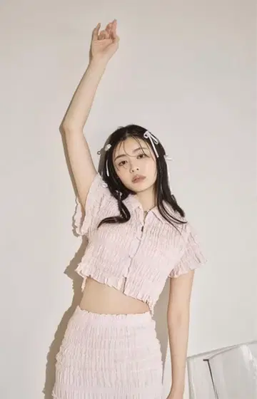 LILYBROWN 튤 셔링 블라우스