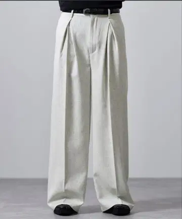 CLEL 린넨 블렌드 3D 턱 슬랙스