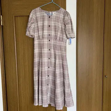 레스 빠세 새상품 체크 반팔 원피스