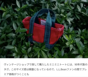 단종 컨디션 최상 90s L.L.Bean 디럭스 미니 토트 레드 그린