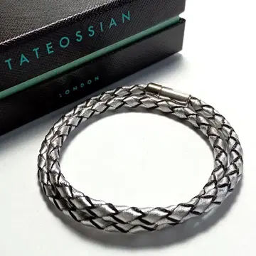 tab95 타테오시안 팔찌 실버 925 가죽 2줄 영국제