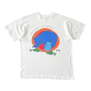 구제 의류 USA제 90S 바디샵 티셔츠 기업 애니멀 프린트