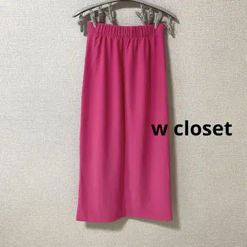 W closet 더블 클로젯 핑크 타이트 스커트 슬릿