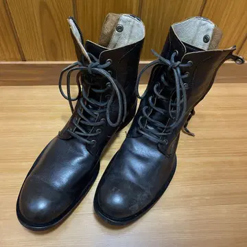 다크 브라운 가죽 하이컷 부츠
