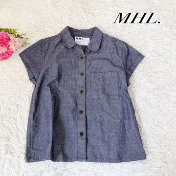 새상품급 MHL 마가렛호웰 코튼 셔츠 반팔 둥근 카라 그레이 M