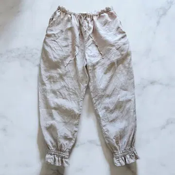 네스트로브 19SS 린넨 프릴 서랍 팬츠 얇은 베이지 시원한