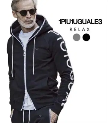1PIU1UGUALE3 릴랙스 후드티 블랙