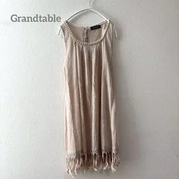 GRAND TABLE 슬리브리스 원피스 베이지 프린지 내추럴