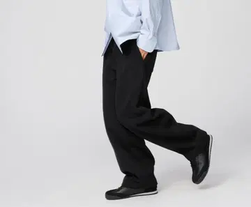 유니클로 C 맨투맨 와이드 팬츠 블랙