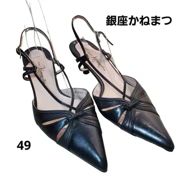 긴자 카네마츠 스틸레토 크로스 스트랩 천연 가죽 23.5cm 새상품급