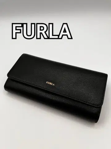 새상품급 FURLA 훌라 장지갑 원포인트 로고 가죽 블랙