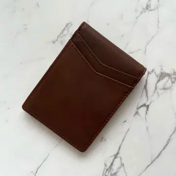 머니 클립 지갑 슬림 카드 홀더 두겹 브라운