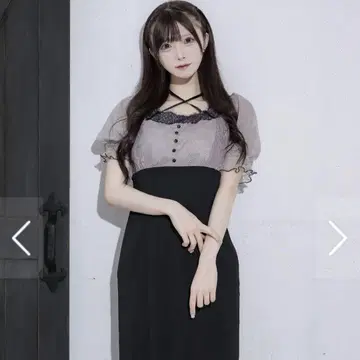 pium  레이스 도킹 타이트 롱 원피스 블랙