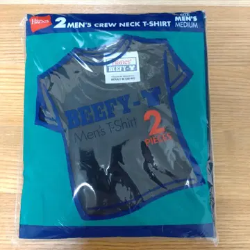 Hanes BEEFY-T 남성용 티셔츠 M 2장 세트 블랙 구형 택