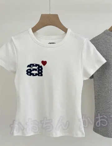 aeae 폴카 도트 자수 티셔츠 화이트