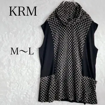 KRM 튜닉 베스트 터틀넥 레이스 스팽글 넉넉한 심플