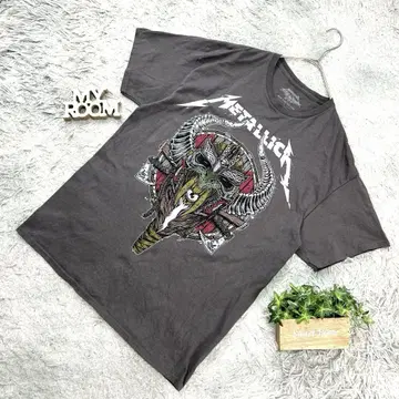 METALLICA 밴딩 티셔츠 빈티지풍 프린트 (L) 그레이 계열
