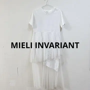 새상품급 MIELI INVARIANT 튤 절개 원피스 화이트 F 사이즈